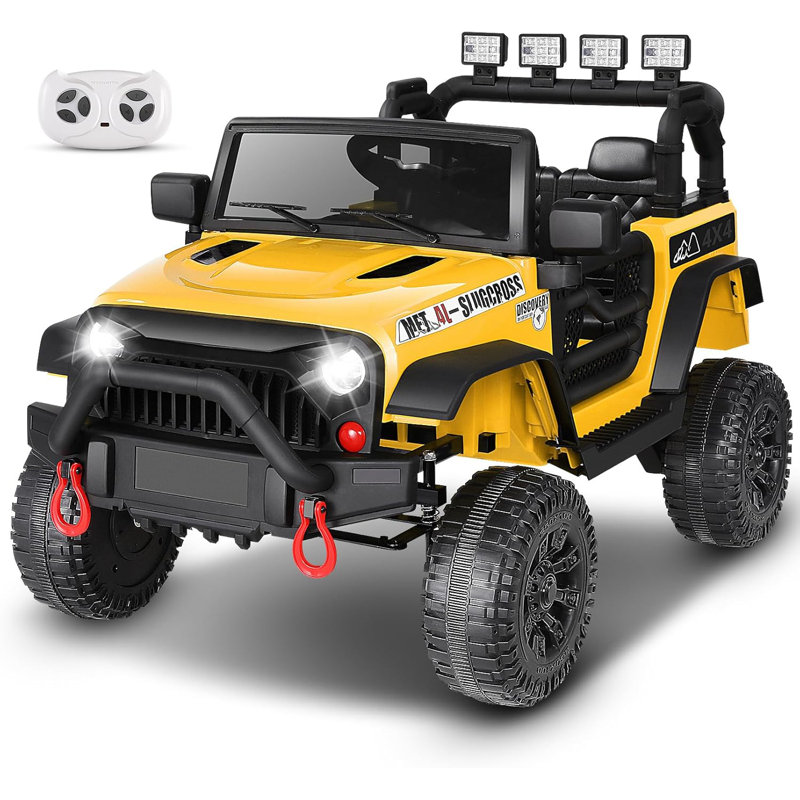 DreamDwell Home 24V Electric Ride on Jeeps for Kids Ride On Car Truck with Remote Control Battery Power Car Wheels for Kids w LED Lights Bluetooth Music 3 Speeds 24 Volt Ride on